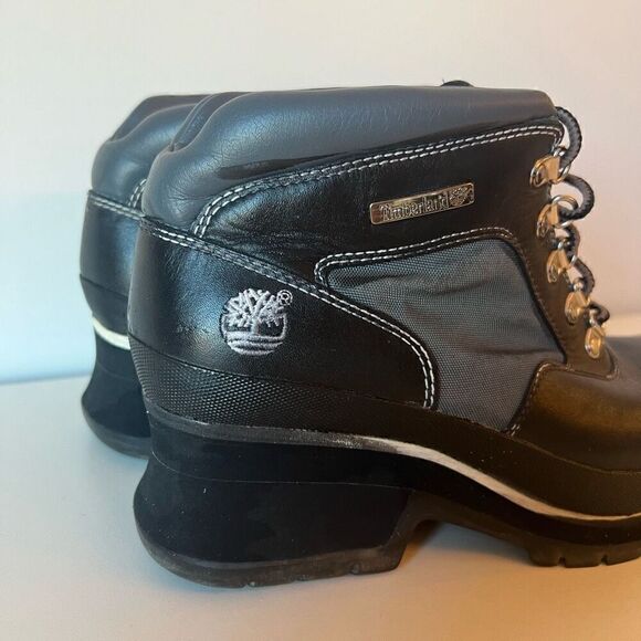 TIMBERLAND Ankle Chelsea Boots Leather Lace Up Wedge Womens Size 8.5 Black - Picture 5 of 11